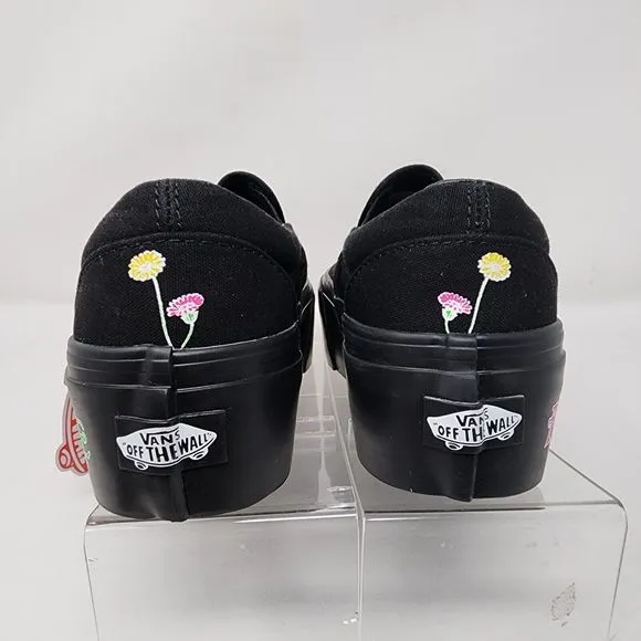 Vans Platform Sneakers Womens 6.5 Black Classic Slip On Morph Blackout Shoes