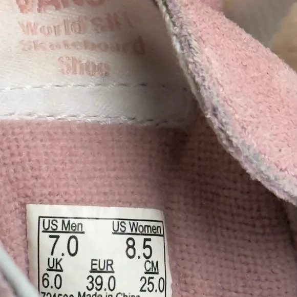 Vans SK8 Women's 8.5 Hi Top Pink White Suede Canvas Lace Up Skater Shoes Casual