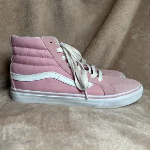 Vans SK8 Women's 8.5 Hi Top Pink White Suede Canvas Lace Up Skater Shoes Casual