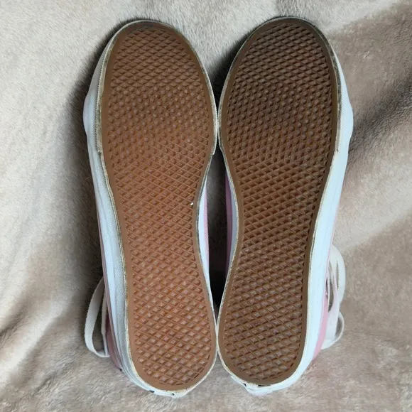 Vans SK8 Women's 8.5 Hi Top Pink White Suede Canvas Lace Up Skater Shoes Casual