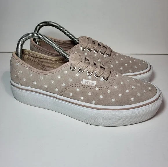 Vans Suede Polka Dot Authentic Platform 2.0 Beige Shoes Women's Size 9