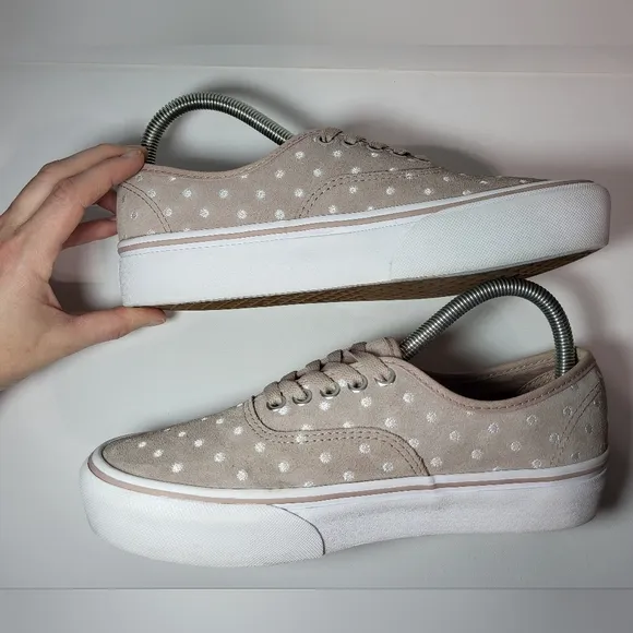 Vans Suede Polka Dot Authentic Platform 2.0 Beige Shoes Women's Size 9