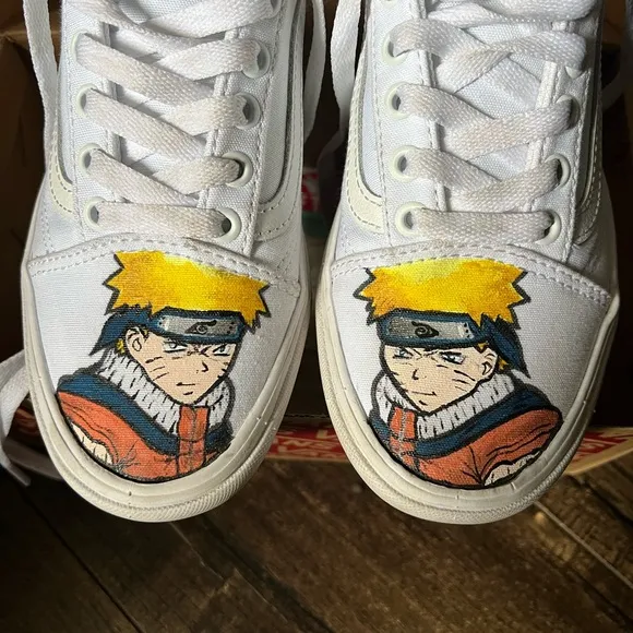 Vans White and Yellow Cartoon Sneakers