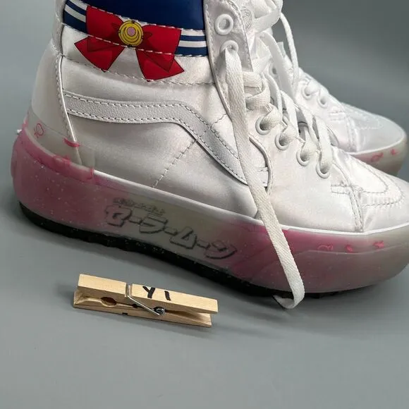 Vans x Sailor Moon Sk8-Hi Stacked Women's 6 White Platform Shoe Sneaker
