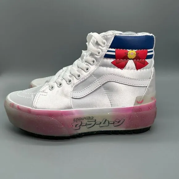 Vans x Sailor Moon Sk8-Hi Stacked Women's 6 White Platform Shoe Sneaker