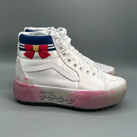 Vans x Sailor Moon Sk8-Hi Stacked Women's 6 White Platform Shoe Sneaker