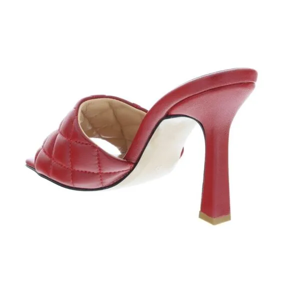 Ventutto Red Quilted High Heel Leather Mule