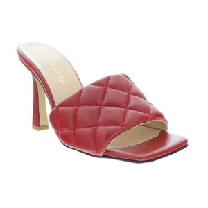 Ventutto Red Quilted High Heel Leather Mule