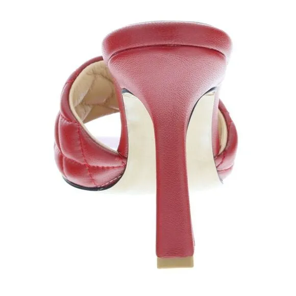 Ventutto Red Quilted High Heel Leather Mule