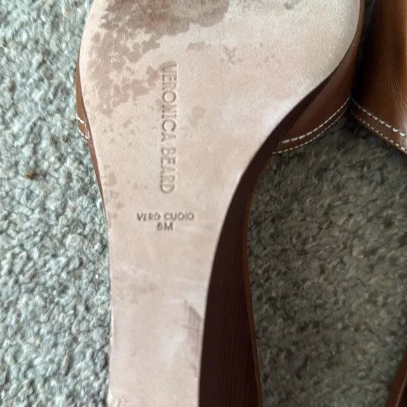Veronica Beard Ellen Brown Leather Wedge Sandals Size 8