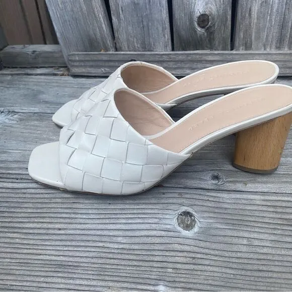 Veronica Beard Kiele Woven Napa Block-Heel Sandals size 9.5