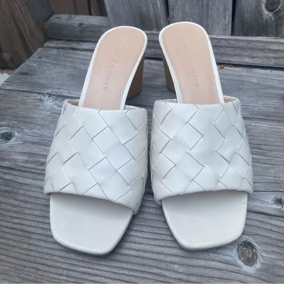 Veronica Beard Kiele Woven Napa Block-Heel Sandals size 9.5