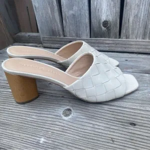Veronica Beard Kiele Woven Napa Block-Heel Sandals size 9.5