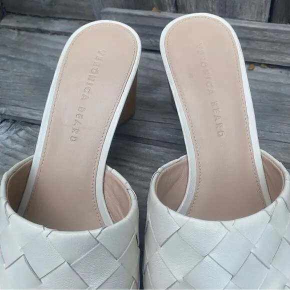 Veronica Beard Kiele Woven Napa Block-Heel Sandals size 9.5