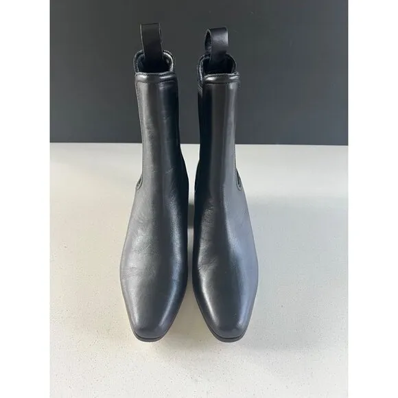 Veronica Beard Lada Chelsea Black Leather Boots (Women) Size 35