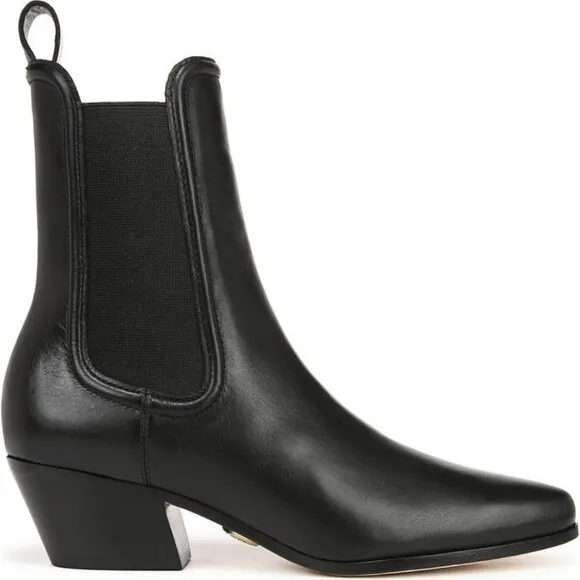 Veronica Beard Lada Chelsea Black Leather Boots (Women) Size 35