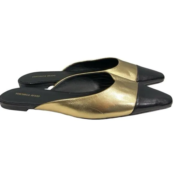 VERONICA BEARD NWOT $350 Carlotta Flats Slides Leather Mules 10 M