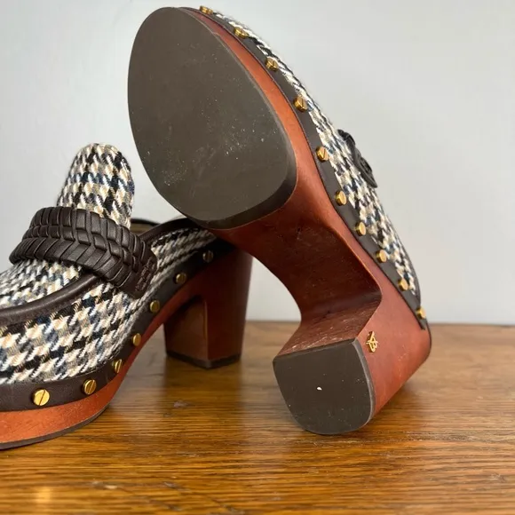 VERONICA BEARD Size 8 • Delia Plaid Pumps Clogs Studded Platform Hazelwood Shoes