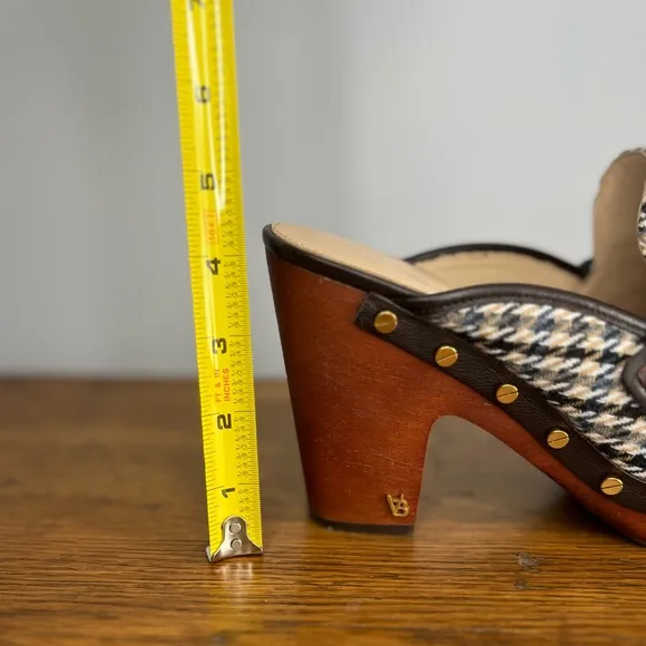 VERONICA BEARD Size 8 • Delia Plaid Pumps Clogs Studded Platform Hazelwood Shoes
