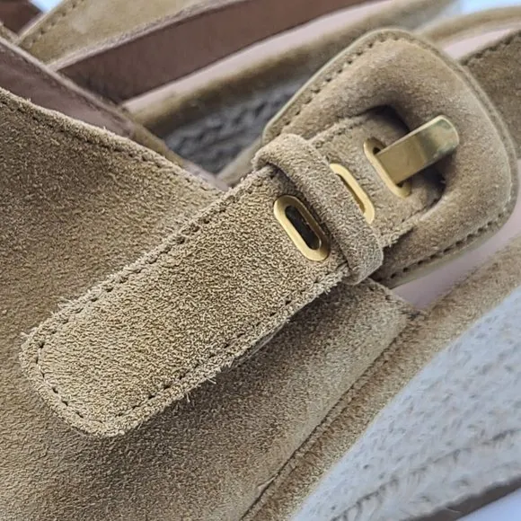 VERONICA BEARD women shoes SEKI tan Suede Slingback Espadrille Wedge sz 10.5 new