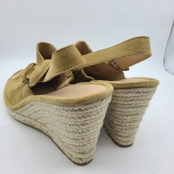 VERONICA BEARD women shoes SEKI tan Suede Slingback Espadrille Wedge sz 10.5 new