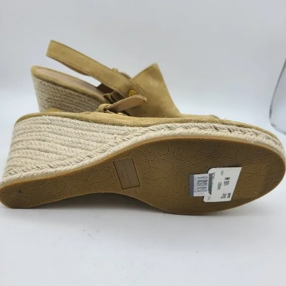 VERONICA BEARD women shoes SEKI tan Suede Slingback Espadrille Wedge sz 10.5 new