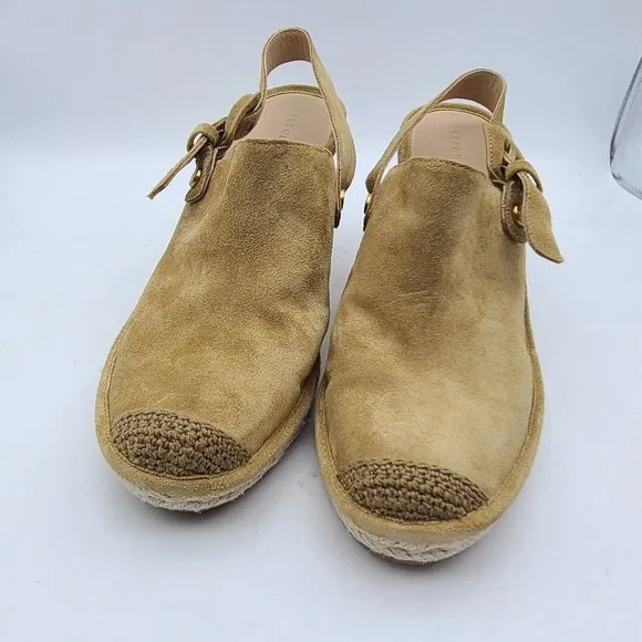 VERONICA BEARD women shoes SEKI tan Suede Slingback Espadrille Wedge sz 10.5 new
