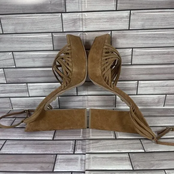 Veronica Beard Women's Brown Suede Fletcher Ankle Strap Platform Sandal Size 10