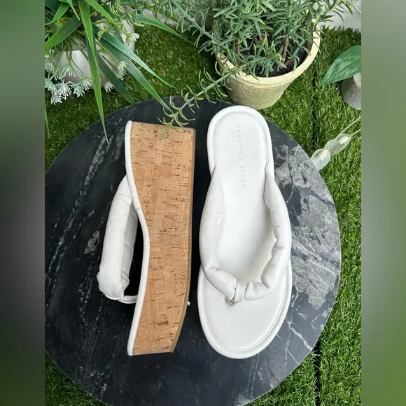Veronica BeardGeno Cork Wedge Sandals white size 9.5 M