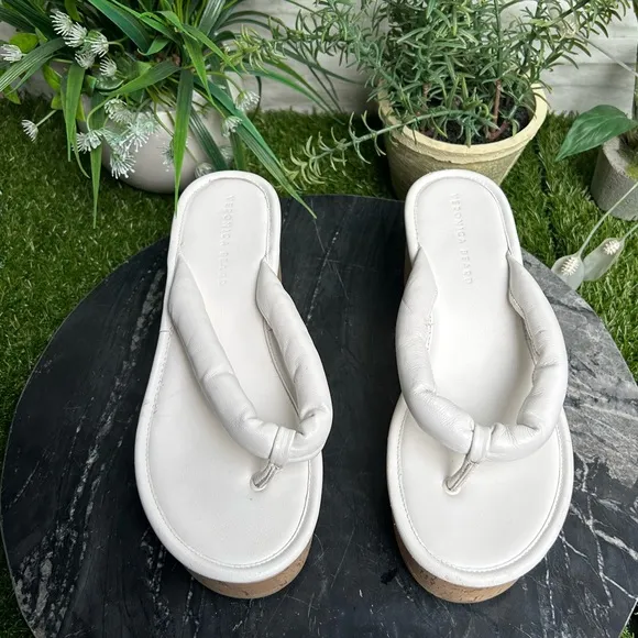 Veronica BeardGeno Cork Wedge Sandals white size 9.5 M
