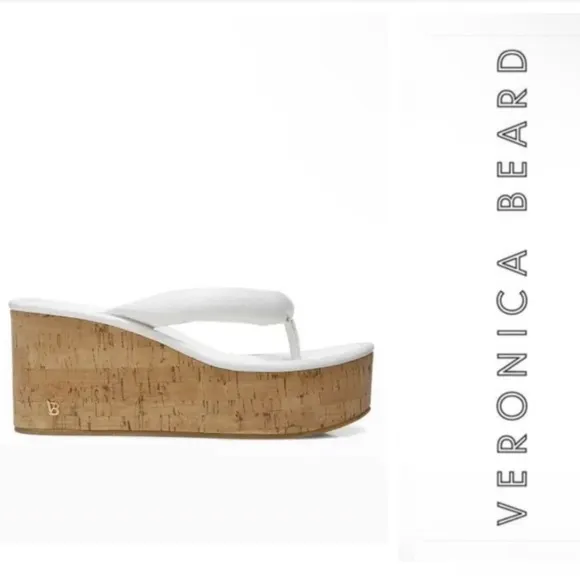 Veronica BeardGeno Cork Wedge Sandals white size 9.5 M