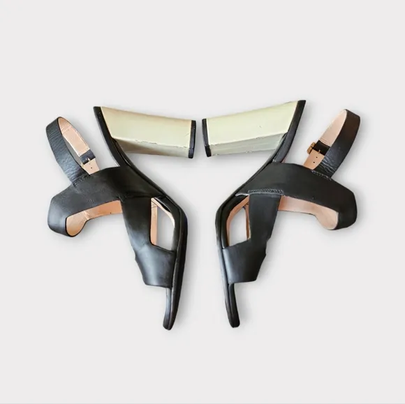 Versace Colorblock Leather Block Heeled Sandals