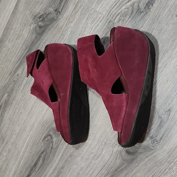 Very Volatile Wine Suede Leather Wedge Sandals