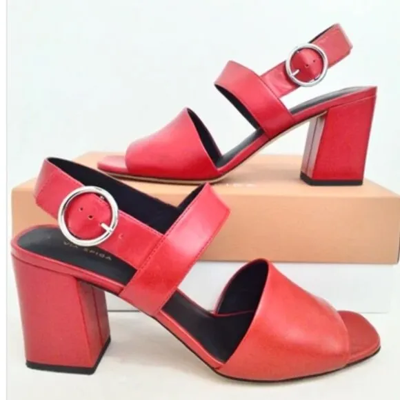 Via Spiga Evelyne Red Leather Heeled Sandals