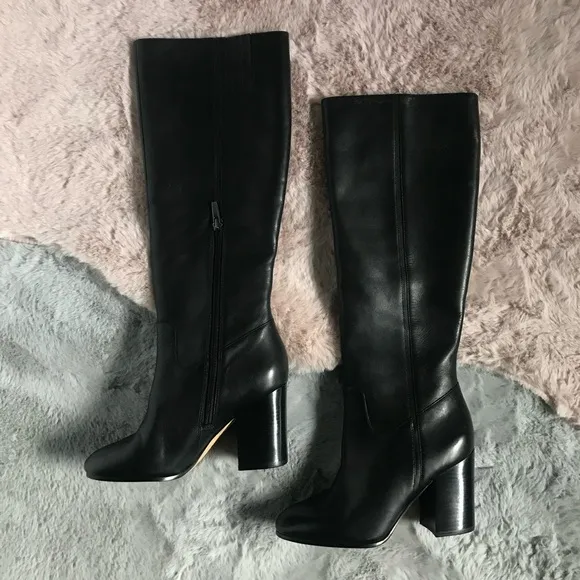 Via spiga new black leather high heel boots