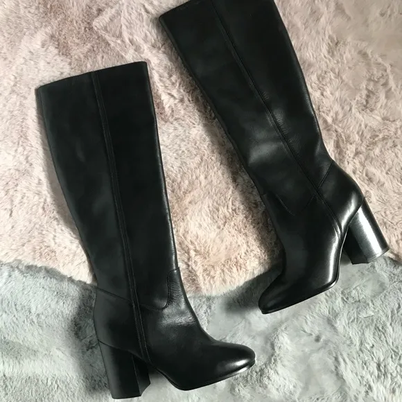 Via spiga new black leather high heel boots