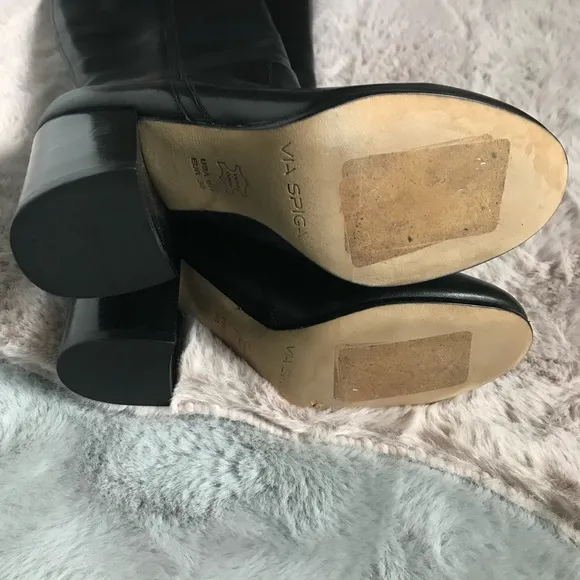 Via spiga new black leather high heel boots