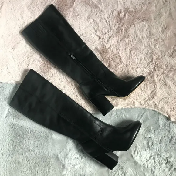 Via spiga new black leather high heel boots