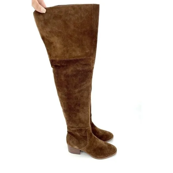 Via Spiga Ophira Boots Brown Suede Leather Over The Knee SZ 5.5 New $495