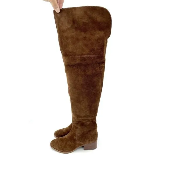 Via Spiga Ophira Boots Brown Suede Leather Over The Knee SZ 5.5 New $495
