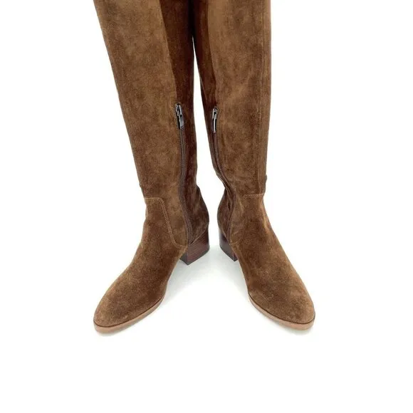 Via Spiga Ophira Boots Brown Suede Leather Over The Knee SZ 5.5 New $495