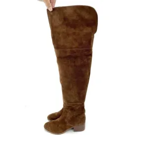 Via Spiga Ophira Boots Brown Suede Leather Over The Knee SZ 5.5 New $495