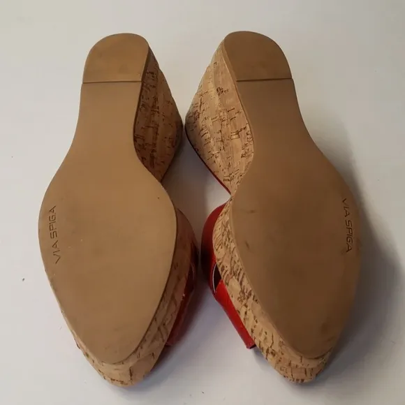 Via Spiga red platform kork wedge sz 10.  C24