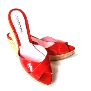 Via Spiga red platform kork wedge sz 10.  C24