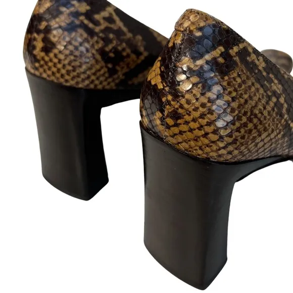 Via Spiga snakeskin shoes, Expresso and Caramel colors, block heel shoes, 6 1/2M