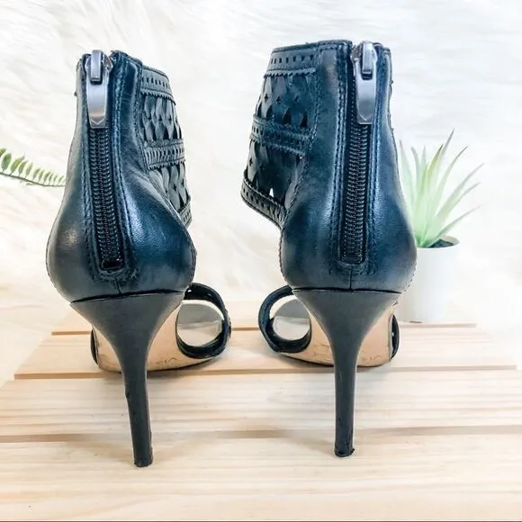 Via Spiga Vanka Black Ankle Cuff Sandals Heels Size 5.5M