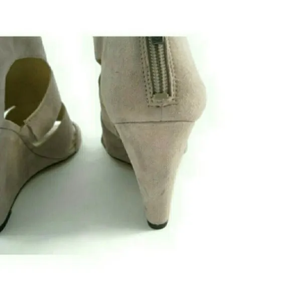 Via Spiga Wedge Cutout Suede Tawny Beige Sandals