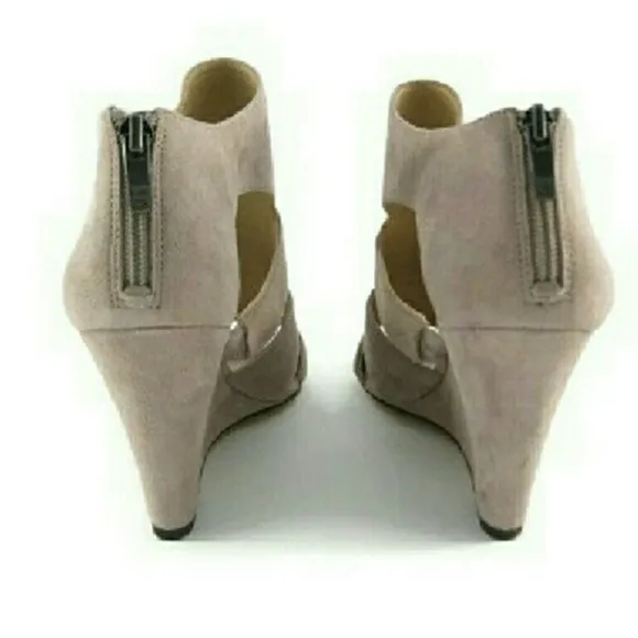 Via Spiga Wedge Cutout Suede Tawny Beige Sandals