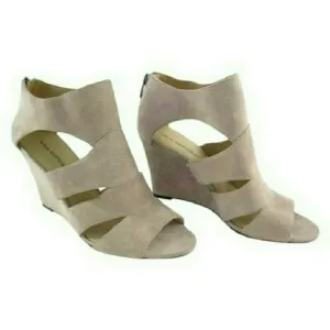 Via Spiga Wedge Cutout Suede Tawny Beige Sandals