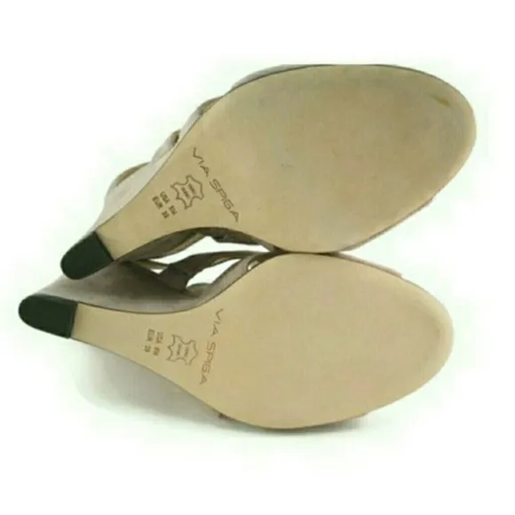 Via Spiga Wedge Cutout Suede Tawny Beige Sandals